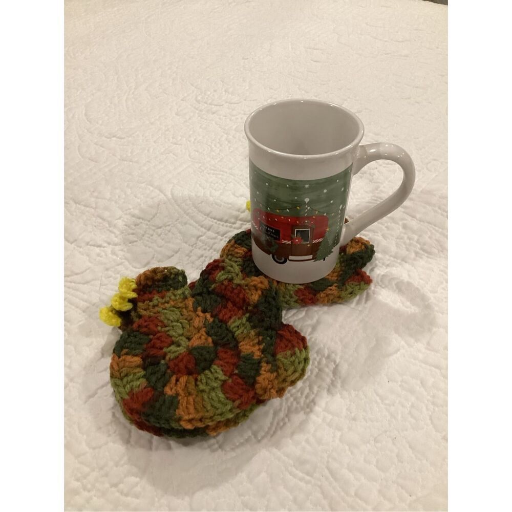 Cute Little Turkey Crochet Coaster Set 4 Piece
